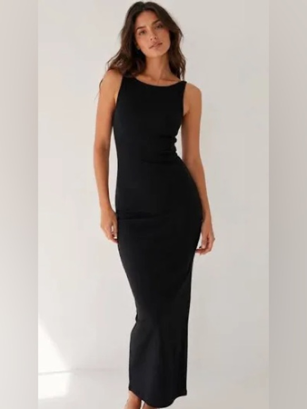 Ralph Lauren NWT Black Sleeveless Maxi Dress side slit back zip Size Medium